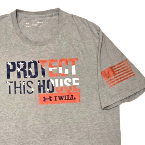 Men's UNDER ARMOUR "Protect This House - I Will" Gray Heat Gear T-shirt. Sz. L. - Picture 2 of 2